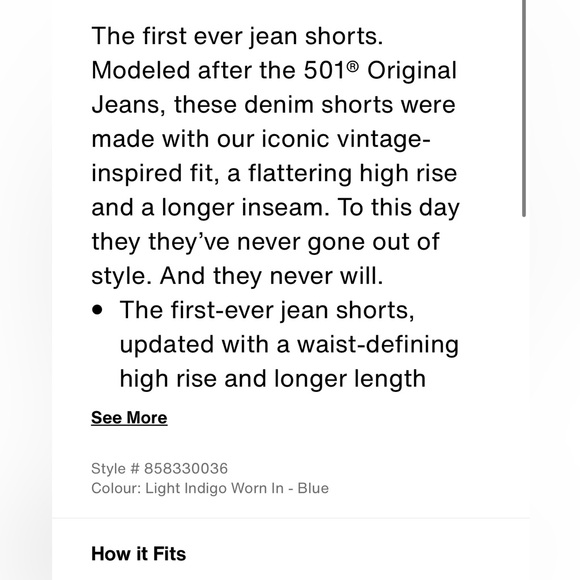 NWT Levi’s 501 high rise jeans shorts light wash 27 - Picture 4 of 10